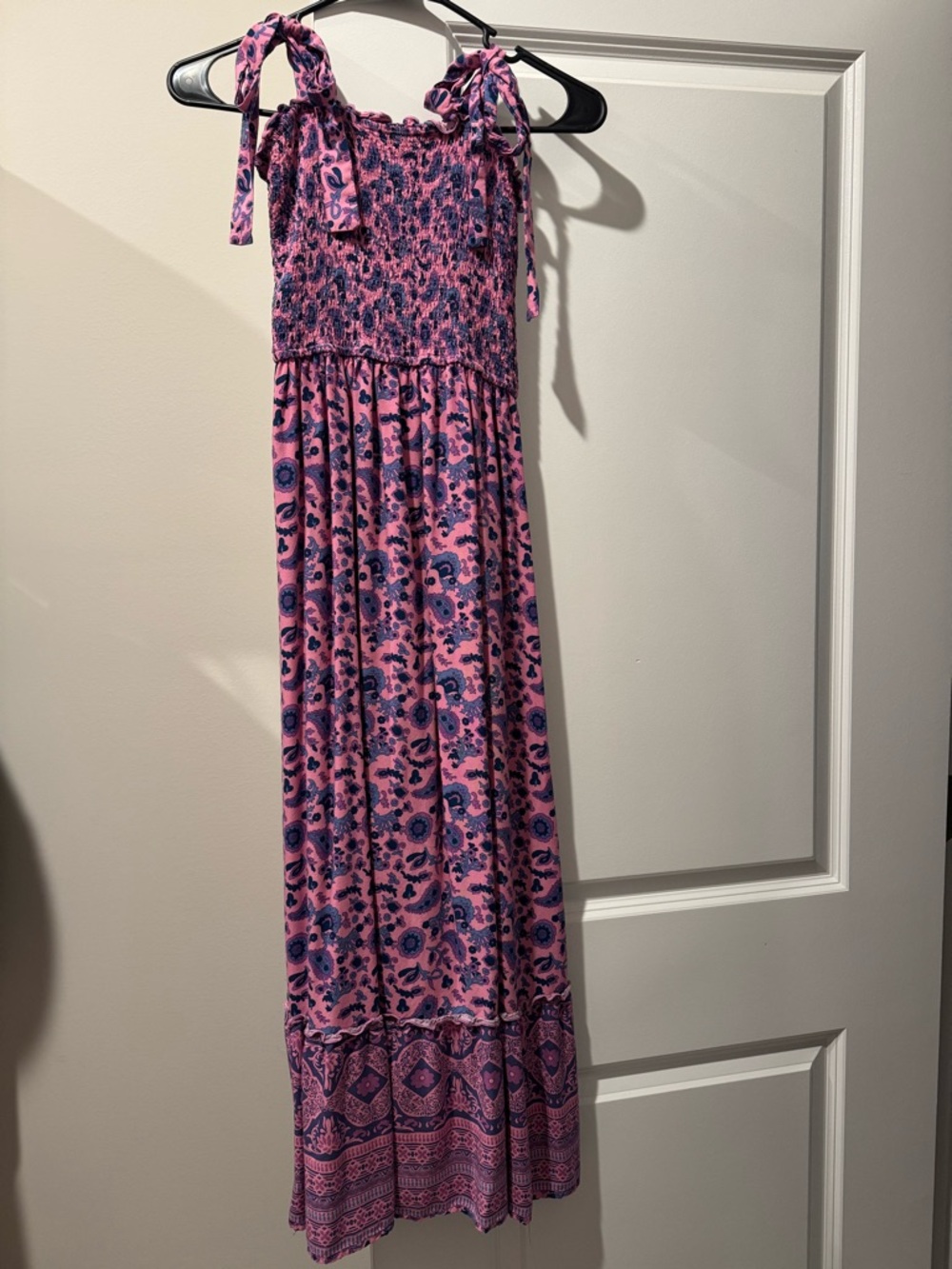 Women's Pink and Purple Maxi Dress with Tie Straps